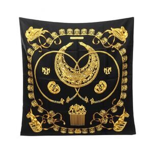 HERMES Black Silk Scarf